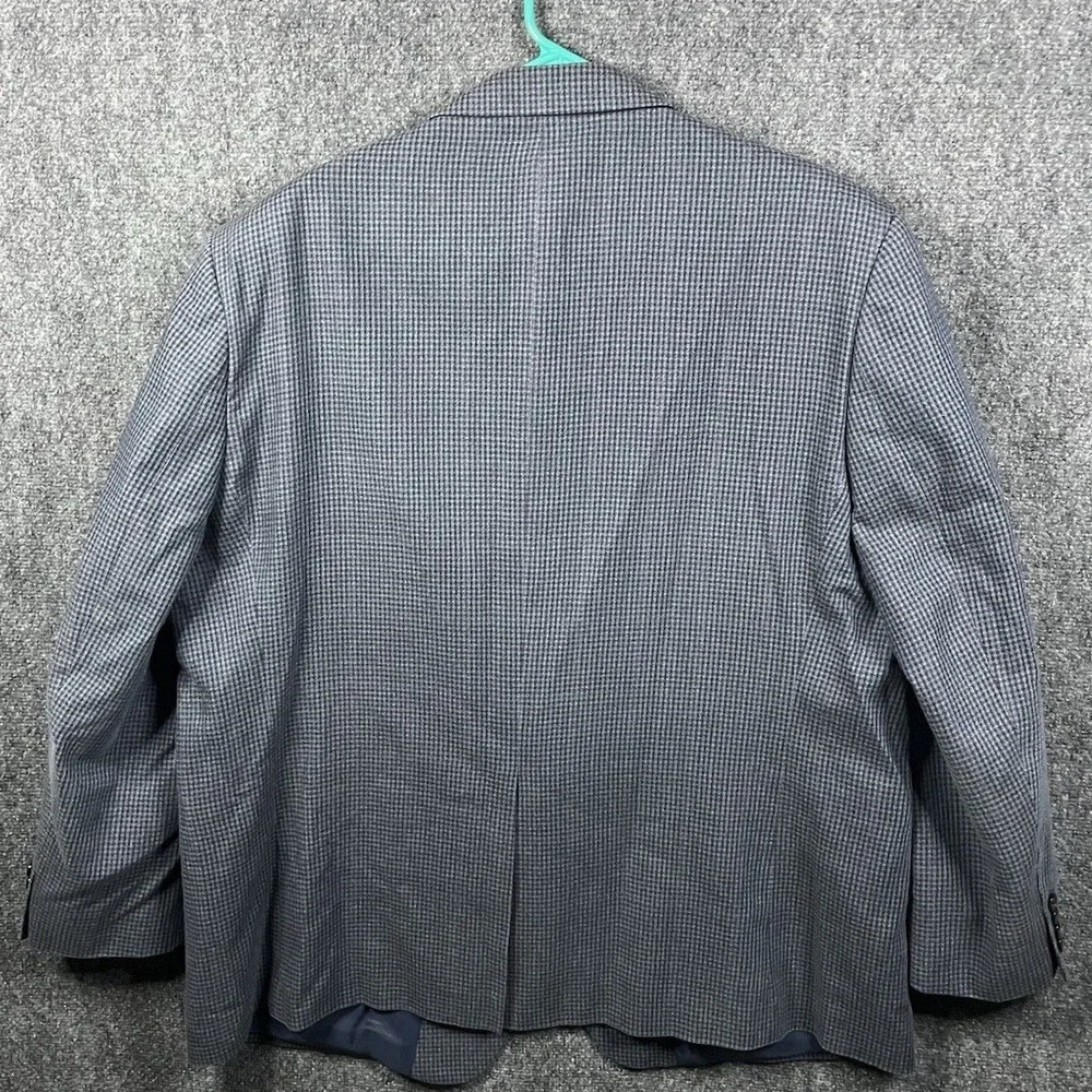 Ralph‎ Lauren Blazer Men 48R Blue Silk Wool Houndstooth Sport Coat Jacket